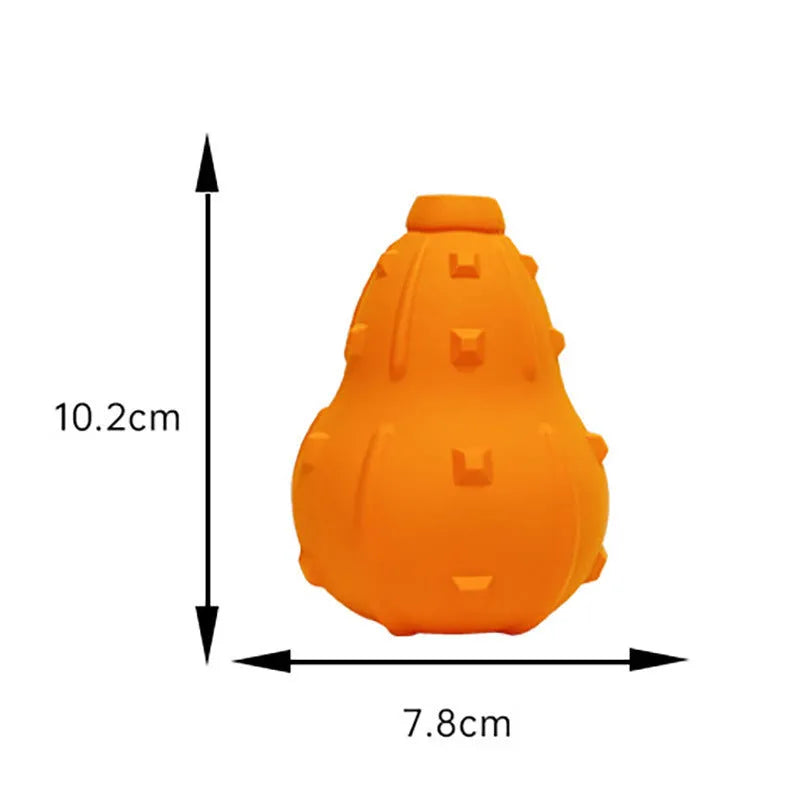 Natural rubber stuffable dog chew toy with longer strap for fetch and treat dispensing.