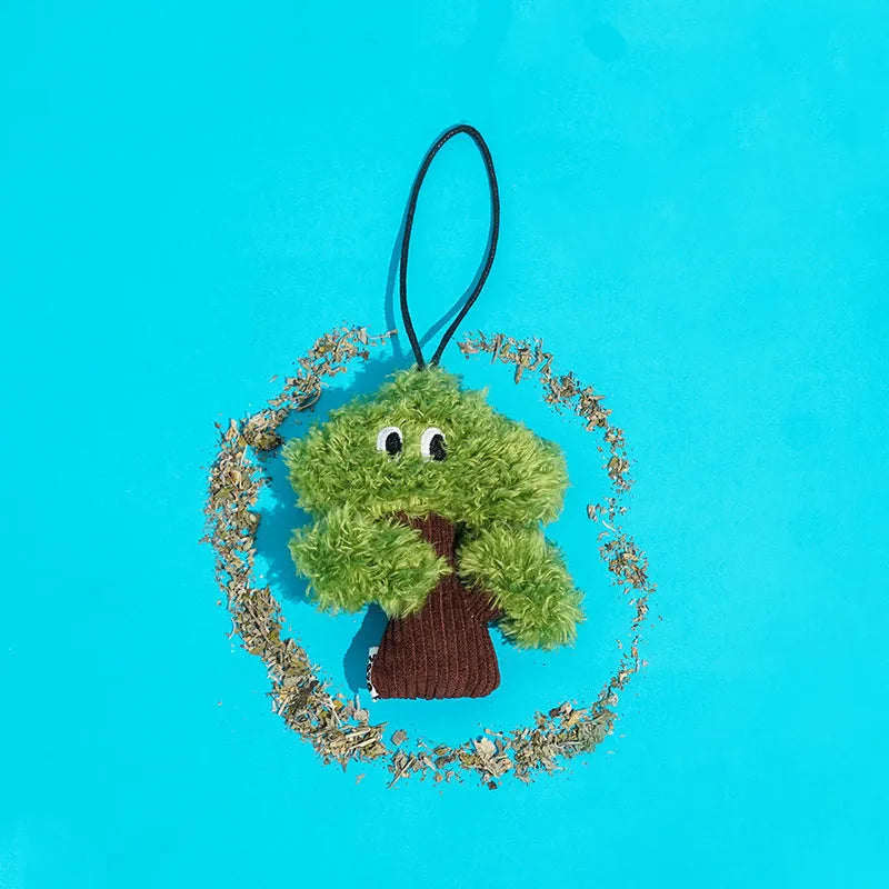 Pine tree shaped cat toy bag pendant with catnip filling in three size options