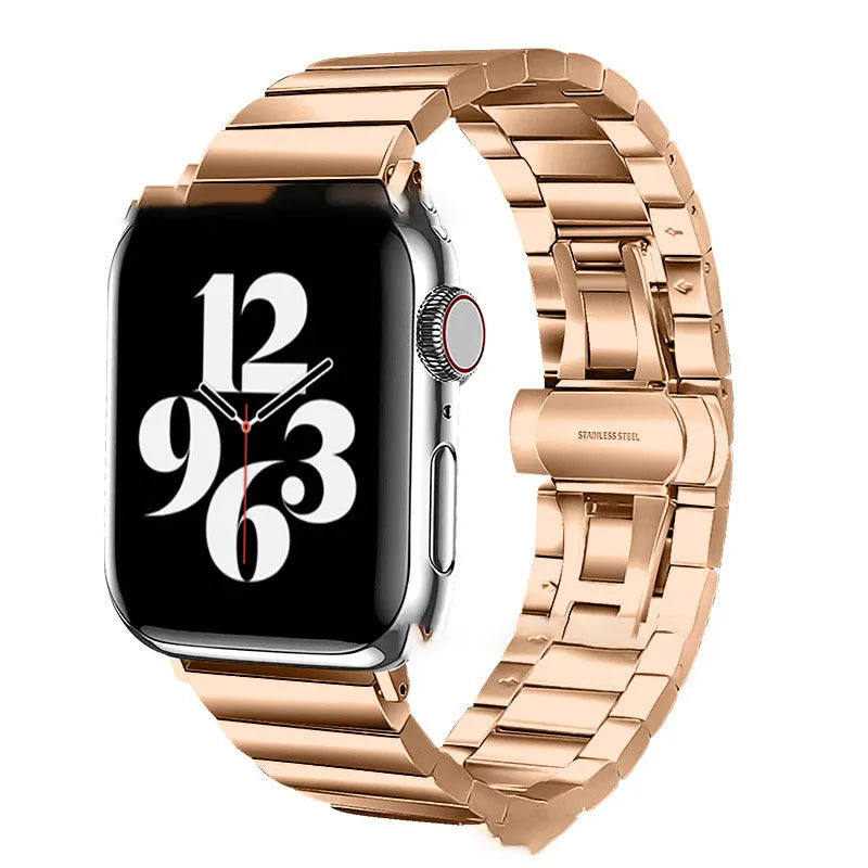 Stainless steel watch strap with bamboo bow buckle for Apple Watch 42mm size