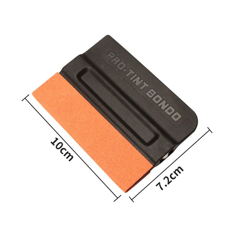 Black and blue magnetic car vinyl wrap scraper tool with interchangeable faux deerskin and wool pads.