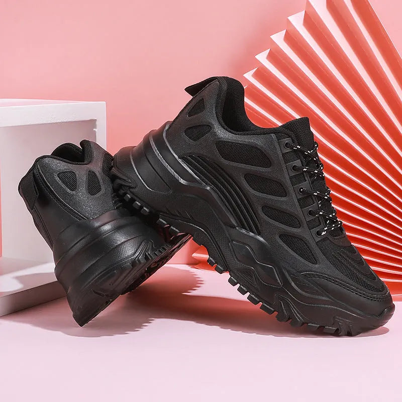 Men and women mesh breathable casual sports shoes with lace-up front in white, beige, black colours