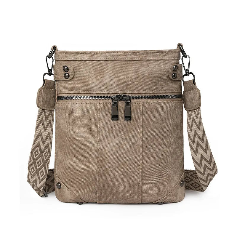 Fashion new rivet crossbody women's bag in beige, horizontal square shape with PU outer and single shoulder strap