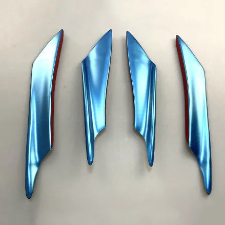 Set of four ABS plastic automotive bumper blade spoilers in carbon fibre finish