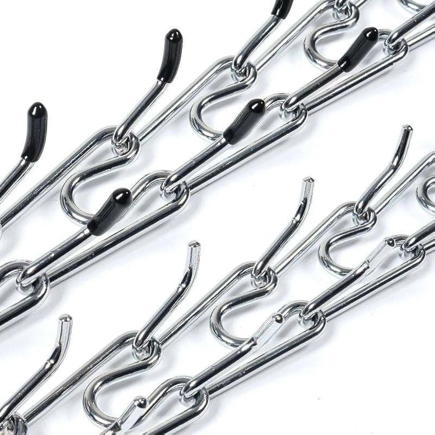 Stainless steel dog training pinch collar with adjustable chain links and rubber comfort tips