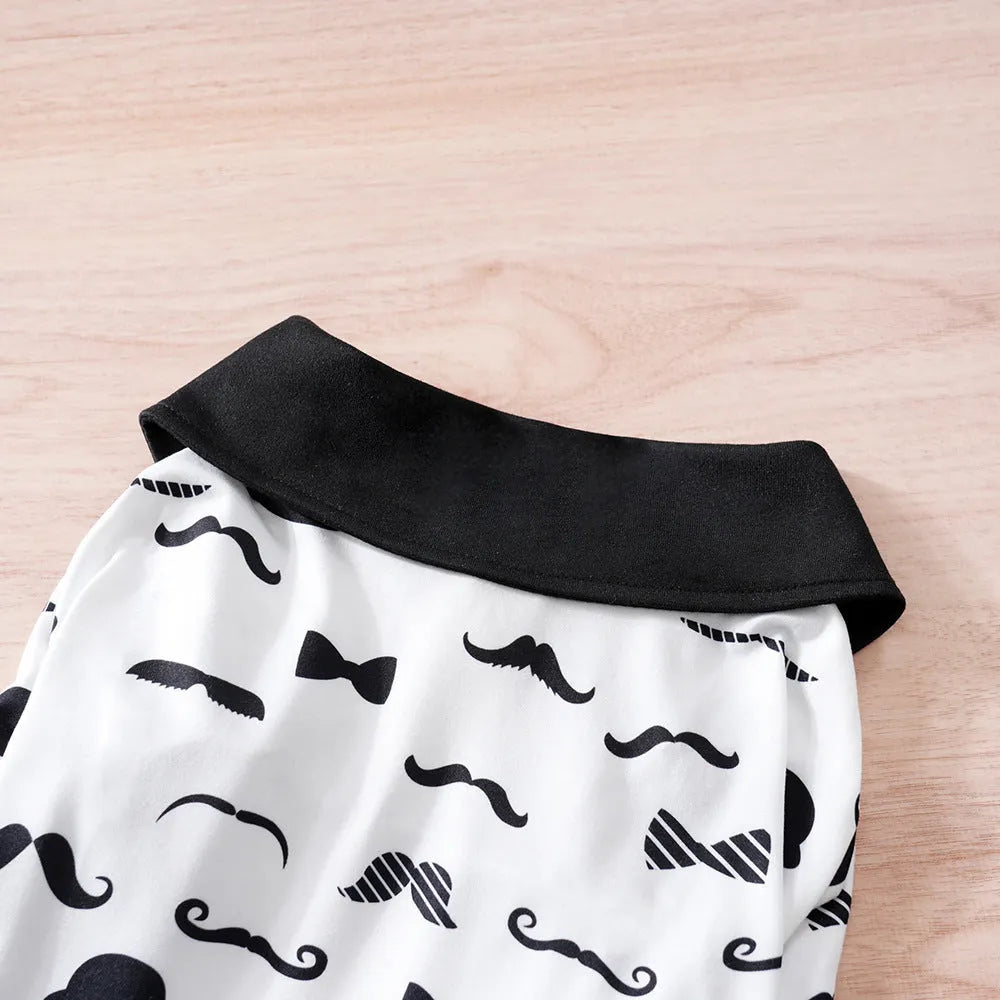 White polyester casual pet clothing for a beard dog, available in sizes S to XXL