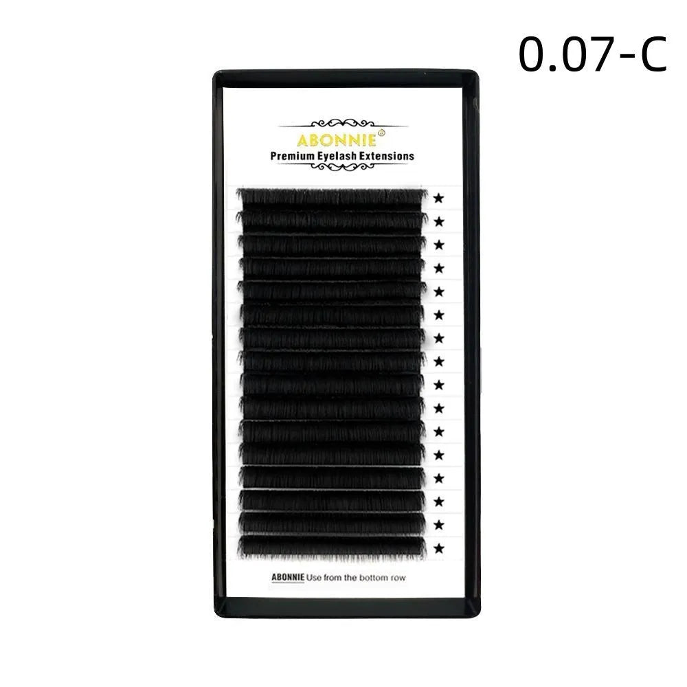False eyelashes made from mink hair in 16-row dense construction showing length variations