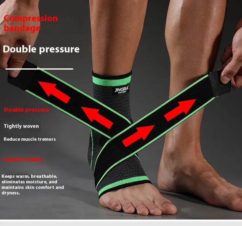 Sports ankle support for running basketball cycling in black green orange colours