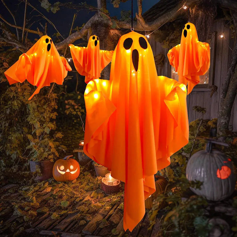 Luminous white ghost horror light with cloth construction for Halloween indoor party arrangements