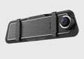 Dual-lens car dash cam with 9.66 inch touch screen mounted behind rearview mirror