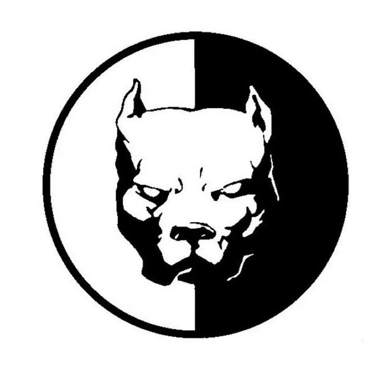 Reflective Bulldog superhero sticker 12x12cm in black white red colours for car and helmet safety