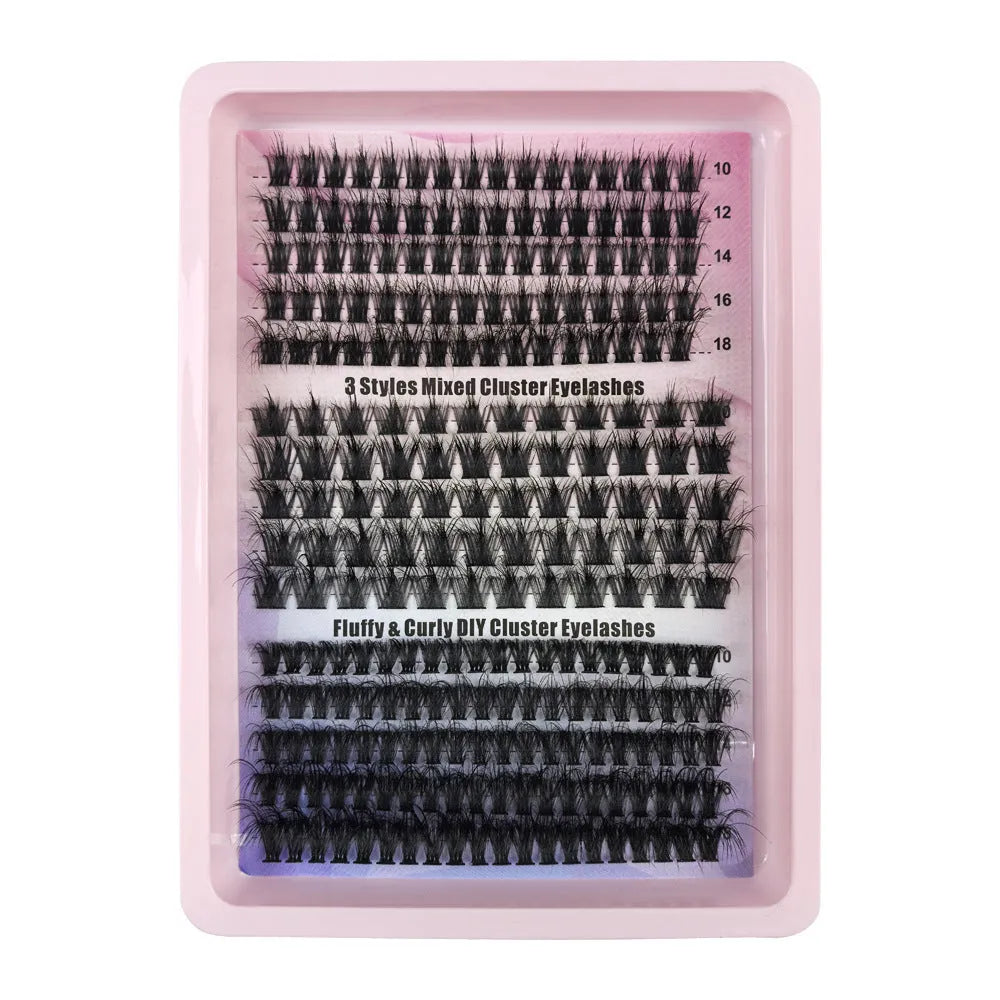 Large capacity high imitation material false eyelash storage box measuring 13.7cm long, shown with mixed lashes.