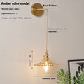 Retro brass lotus wall lamp with glass shade in multiple colour options
