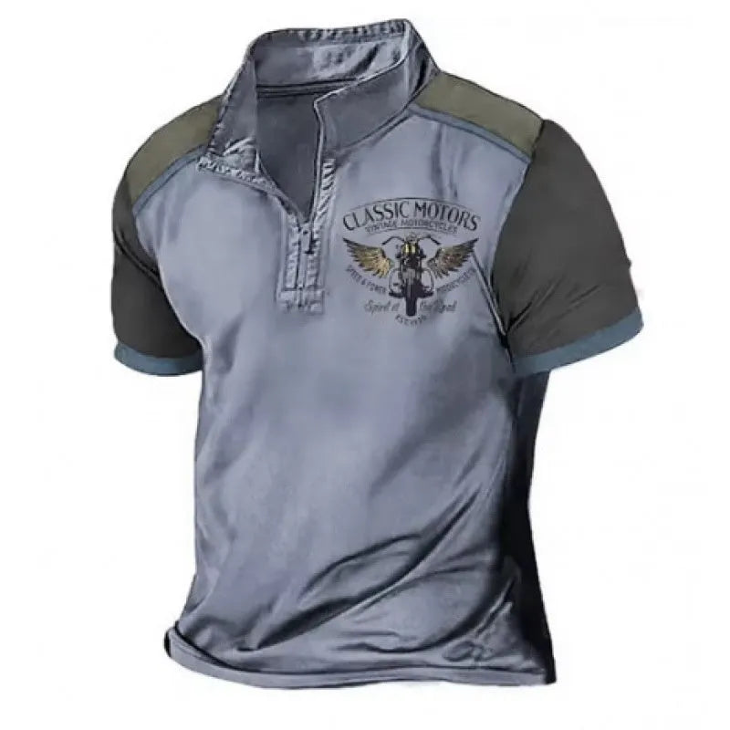 Golf polo shirt with 3D digital printing in bird eye cloth polyester fabric