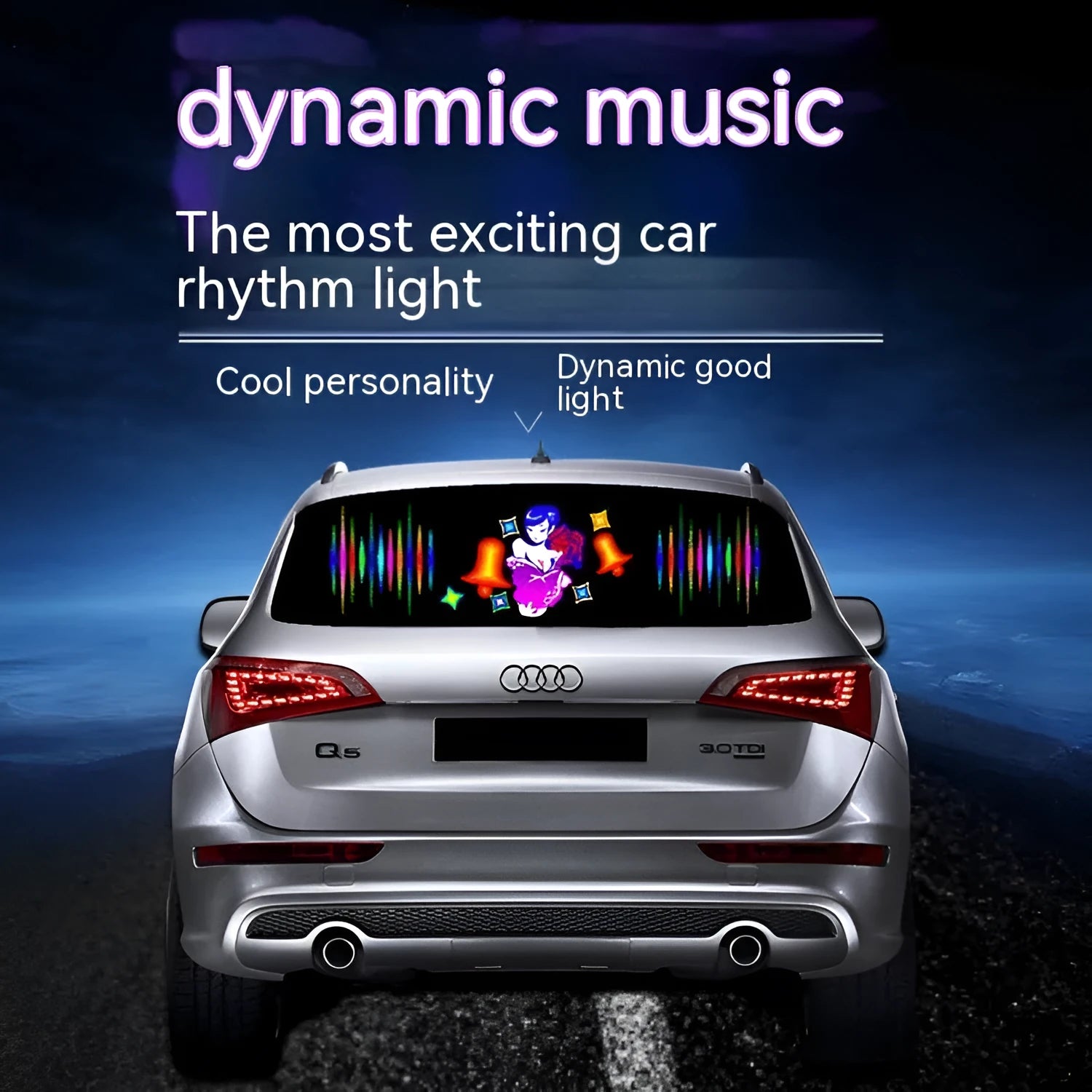 Car interior rhythm light with voice control and 90 by 25 cm electroluminescent panel