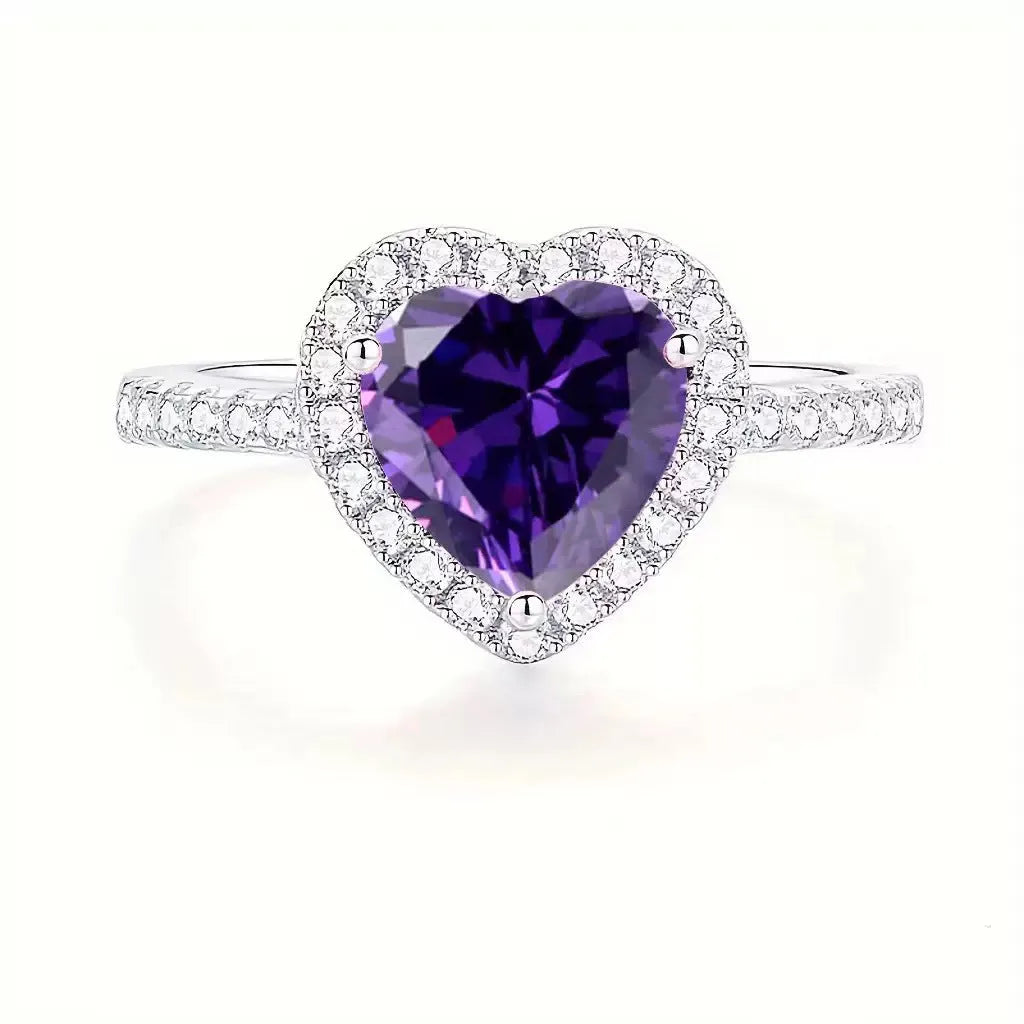Heart-shaped copper ring for women with adjustable open mouth design in heart pink colour