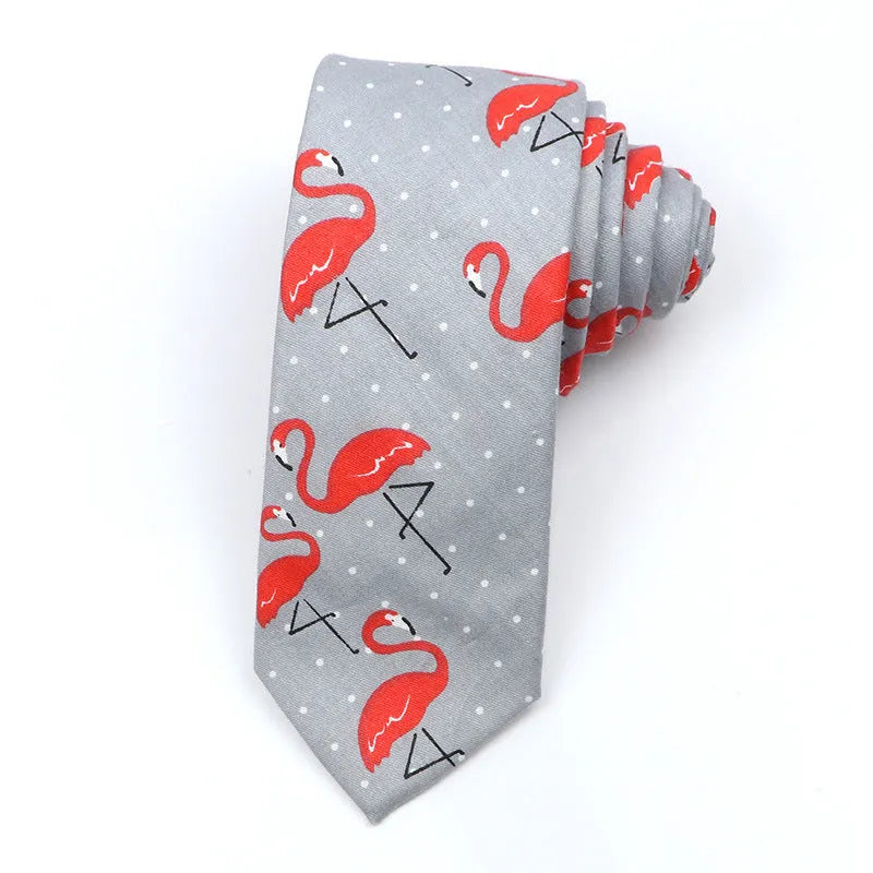 Korean style narrow cotton bow tie with cartoon pattern printing and adjustable neck strap