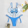 Women's bow-ins style bikini swimsuit with split-leg briefs in multiple colour options