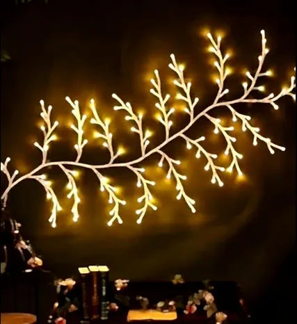 Flexible LED willow vine branch lights with warm white LEDs and birch texture for Christmas garland decoration