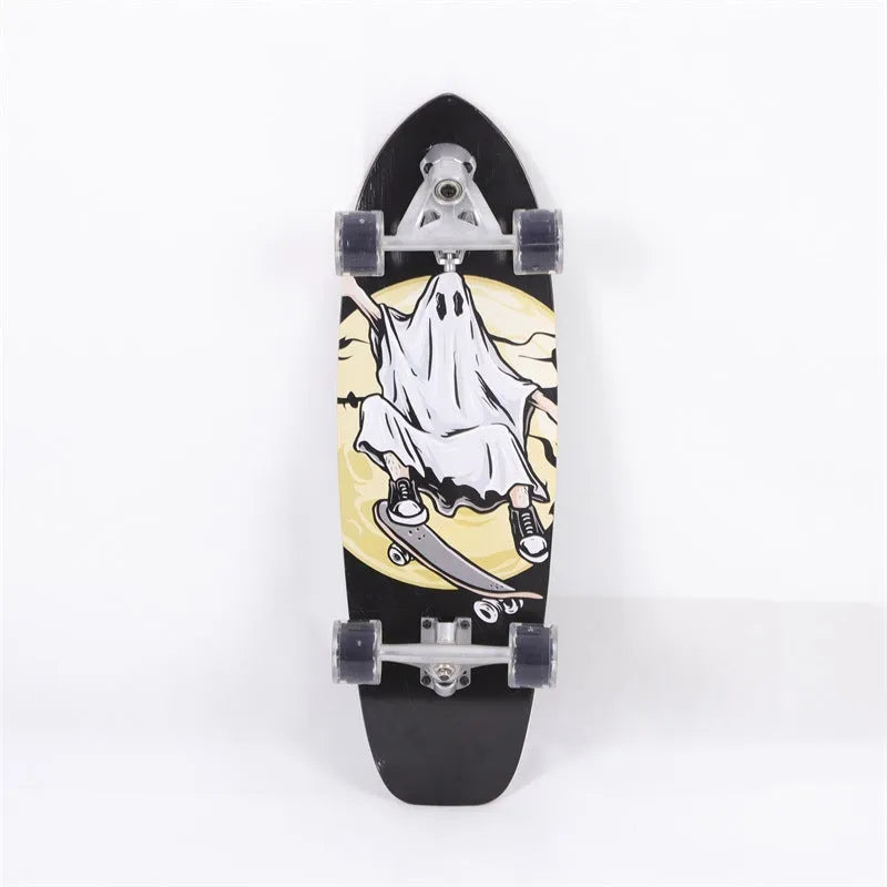 31-inch white maple wooden street scooter skateboard with unisex design