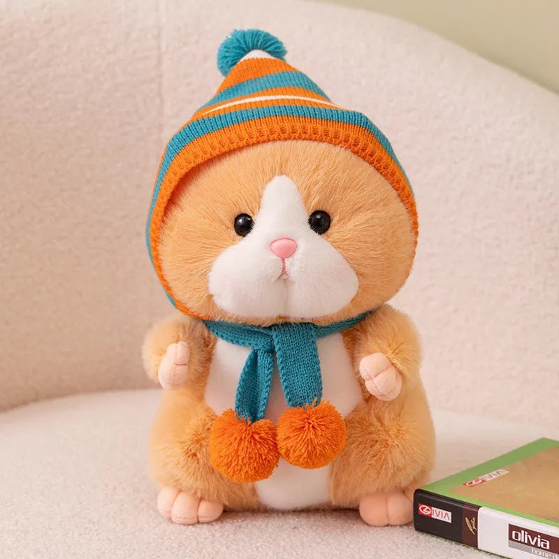 Djungarian hamster plush doll in brown, 25cm height, soft polyester fibre fabric with PP cotton filling