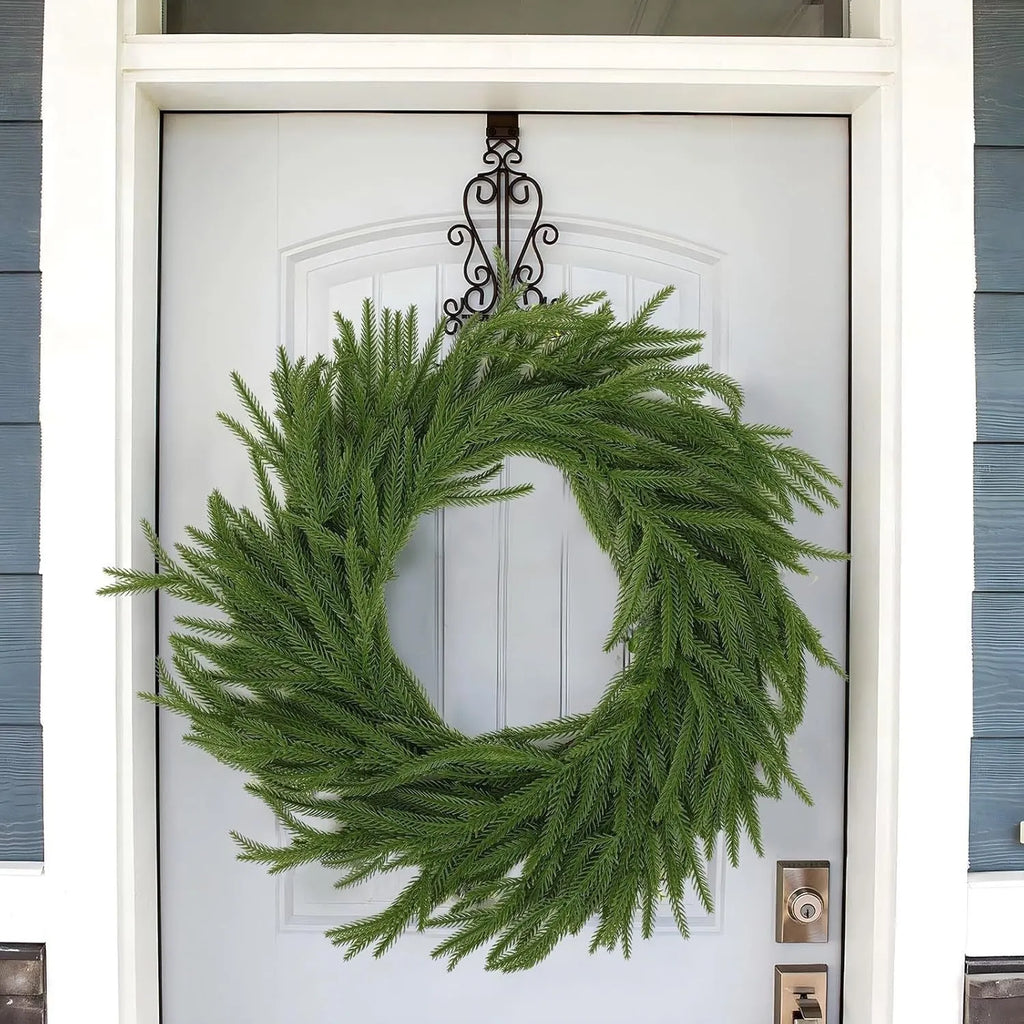 PE artificial front door garland with American country style foliage, shown in 60cm length.
