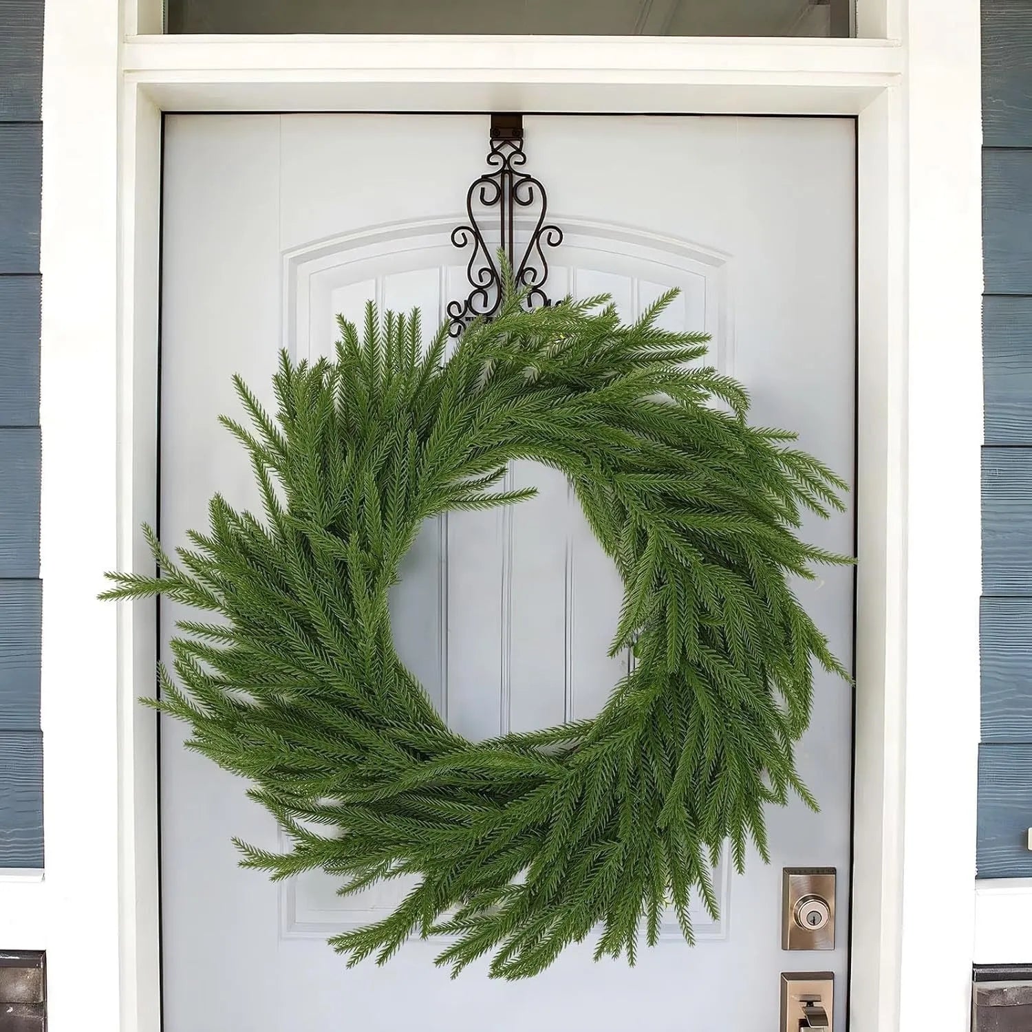 PE artificial front door garland with American country style foliage, shown in 60cm length.
