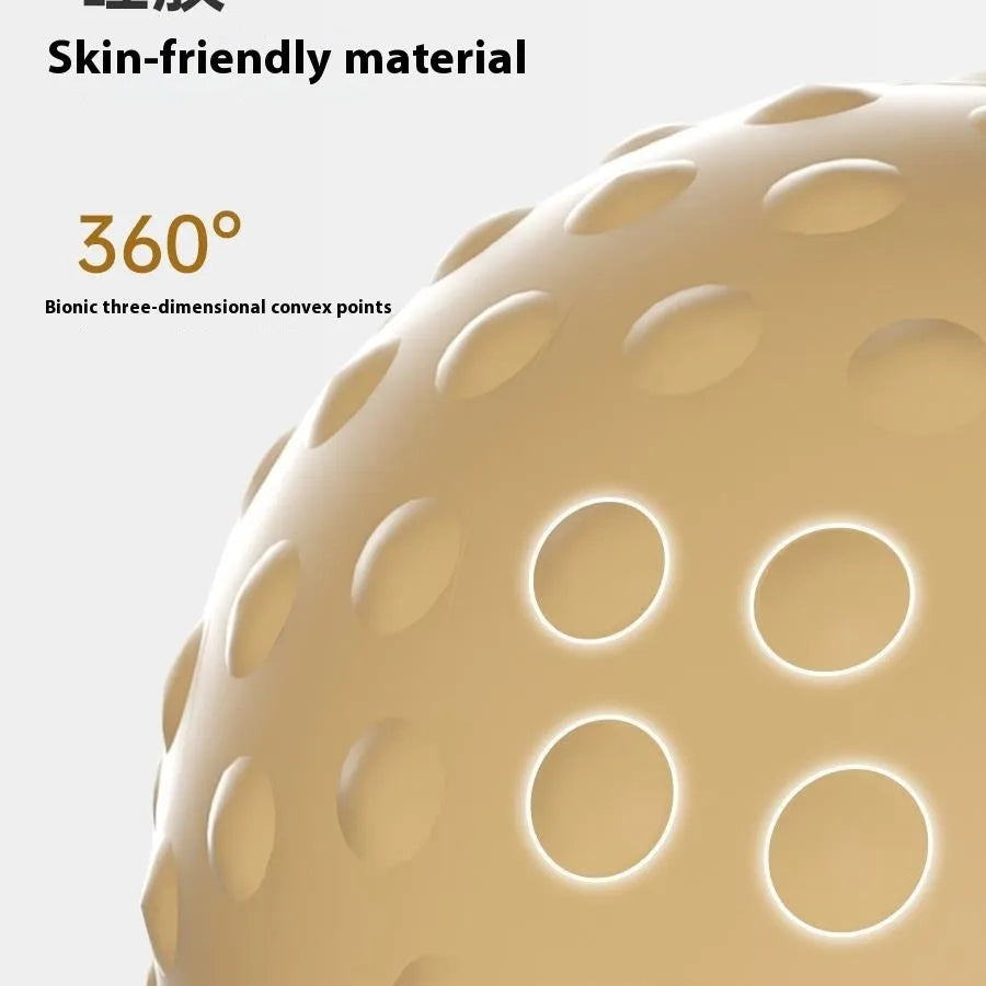 Massage ball set for cold and hot compress therapy in caramel mocha colour with dual-texture surface