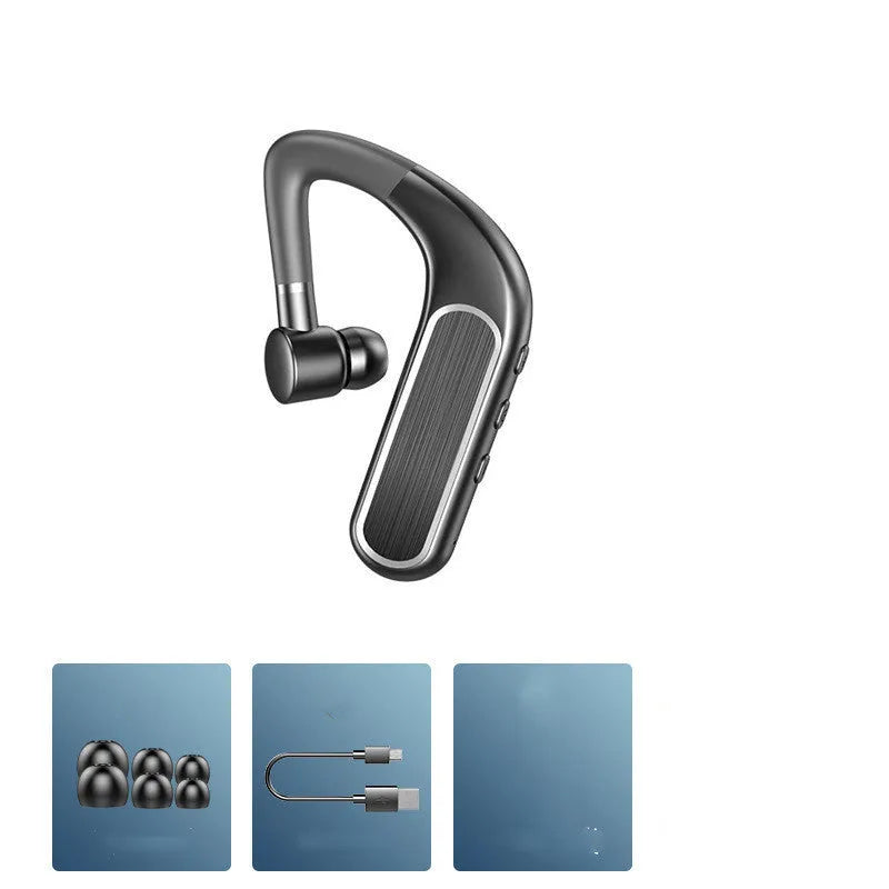Black Bluetooth hanging ear earphones with hook design for running and driving activities