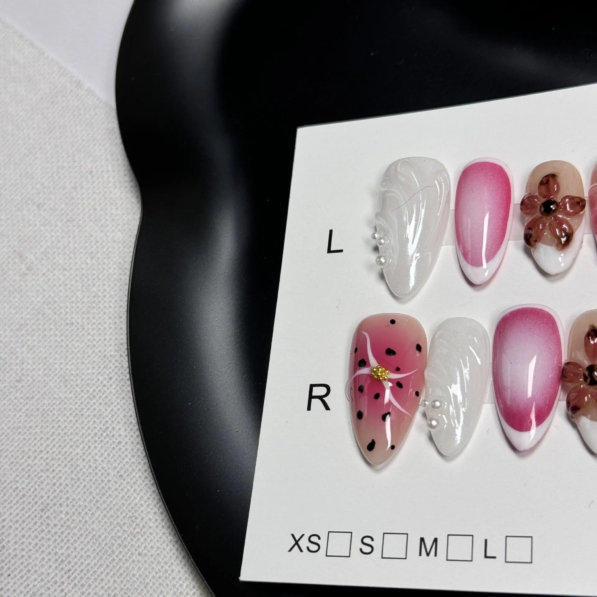Hand-painted three-dimensional carved nail beauty patches with embossed design in plastic armour case