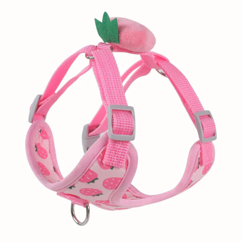 Reflective chest strap vest-style small dog walking lead in carrot colour with adjustable hand-holding rope