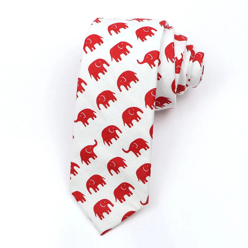 Korean style narrow cotton bow tie with cartoon pattern printing and adjustable neck strap