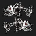Reflective horror skeleton shark bumper sticker for fishing equipment in three size options