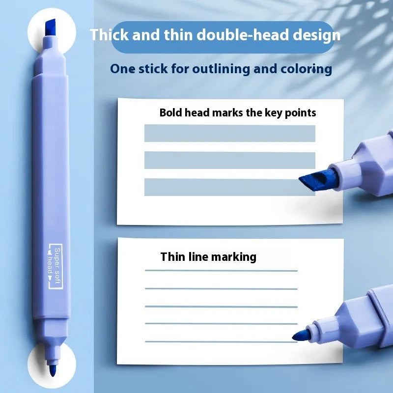 Set of double headed fluorescent marking pens in salt series, sweet series, and mixed colour packs