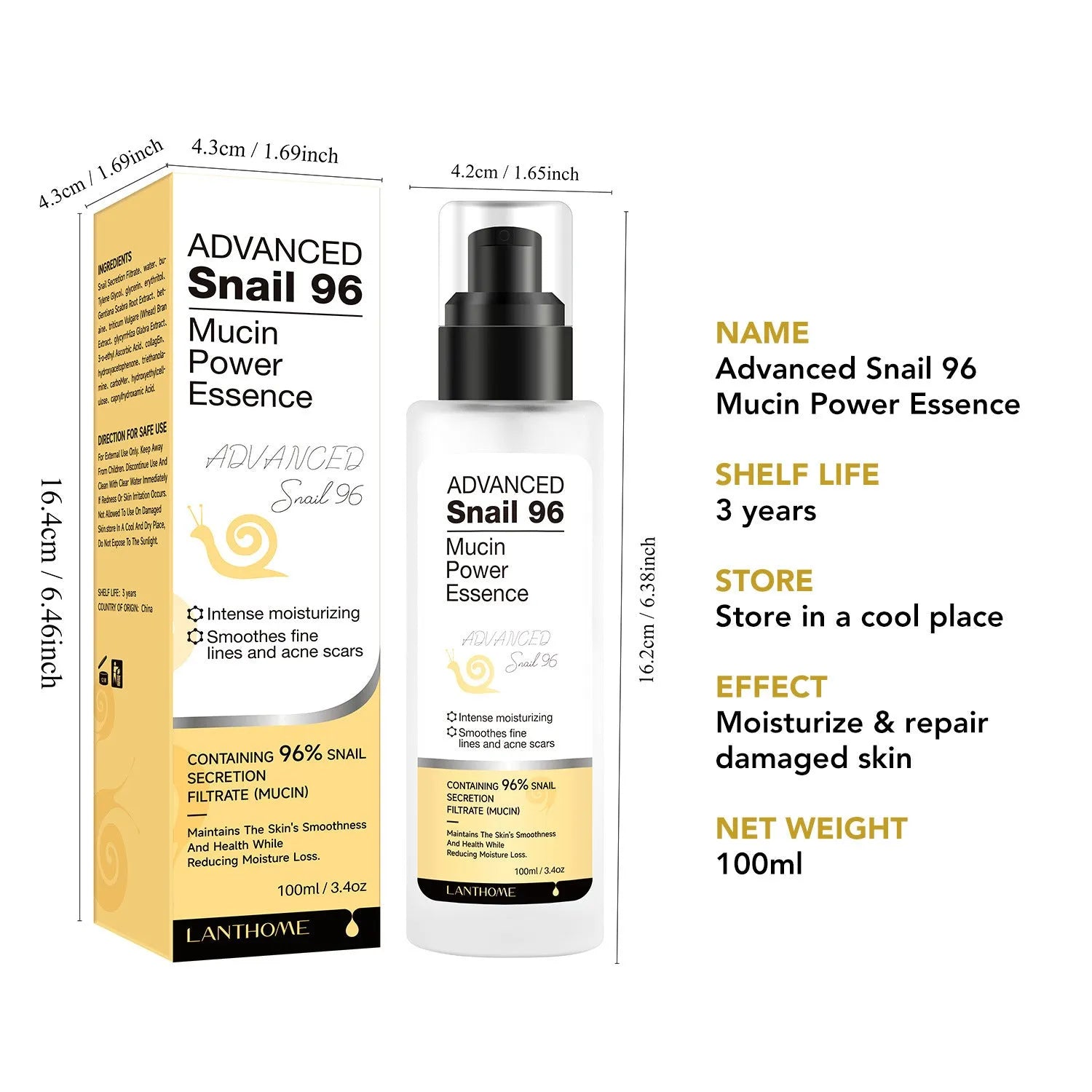 100ml snail snail serum facial essence bottle for universal skin type moisturising