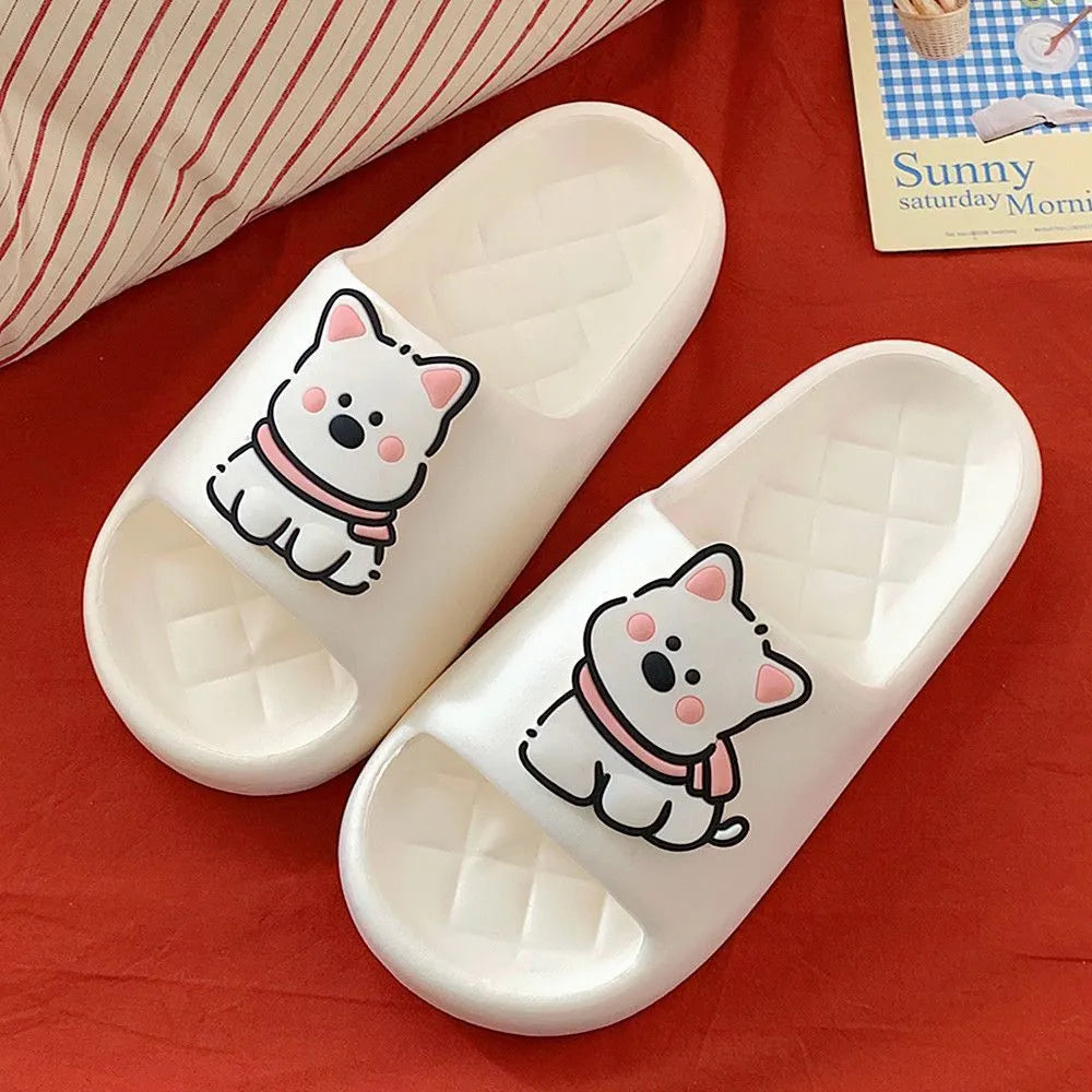 Rhombus-patterned PVC summer slippers in four colours with floral design and thickened sole