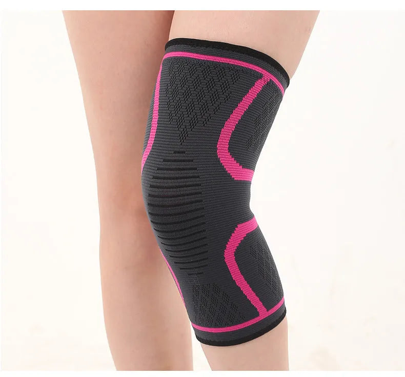 Black double corrugated non-slip stretch knee pad for sports