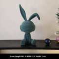 Suede blindfold rabbit resin table ornament in green, blue, or red colour options
