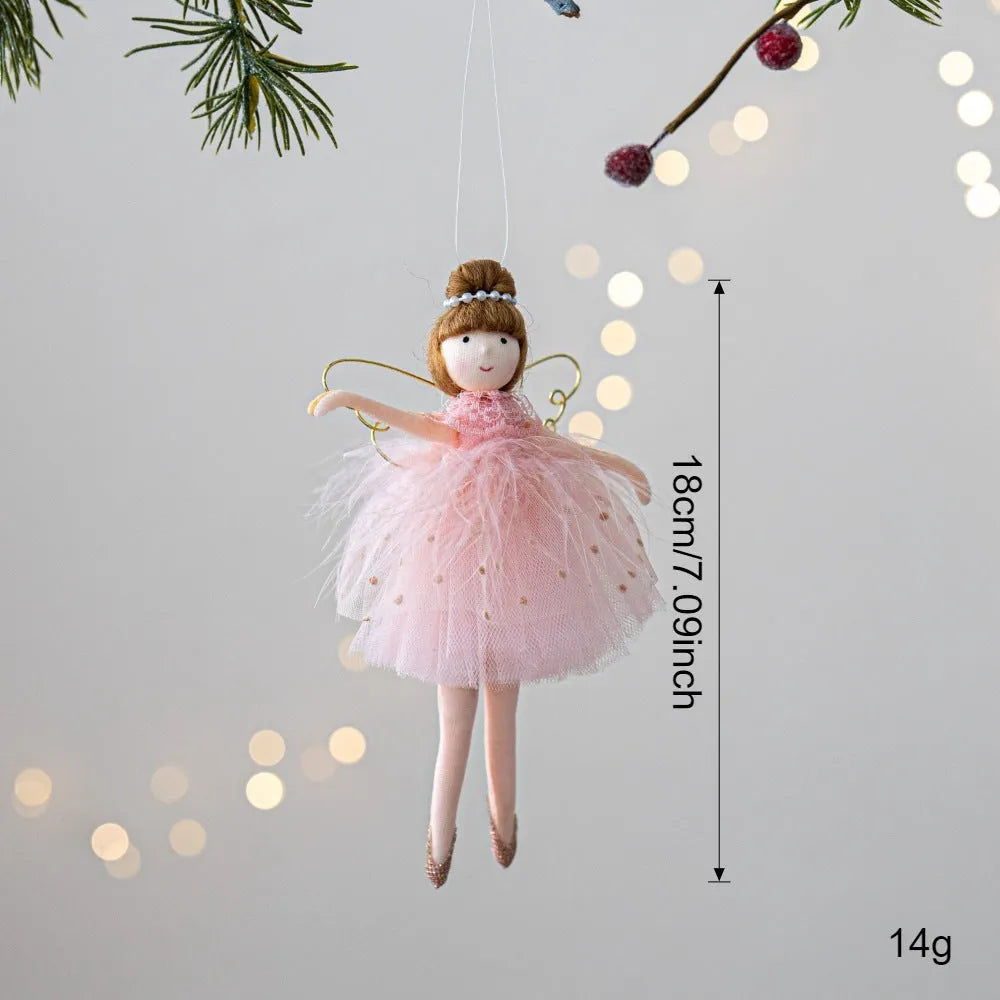 Pink or white cloth plush ballet girl angel doll pendant with hanging chain