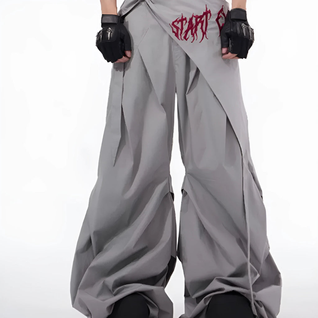 Korean style wide-leg summer pants for boys in black or grey colour