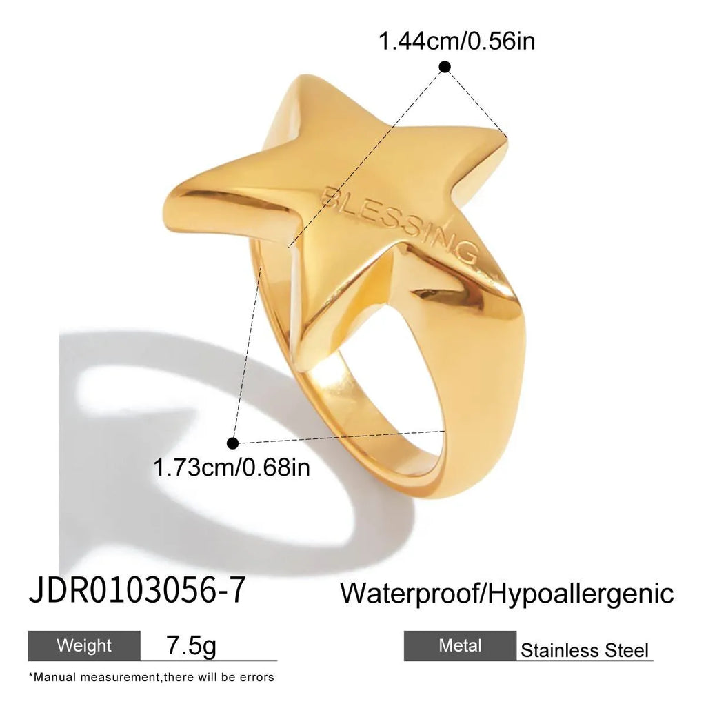 Women's five-pointed star stainless steel ring with electroplated finish, size No. 7, colour JDR0103056
