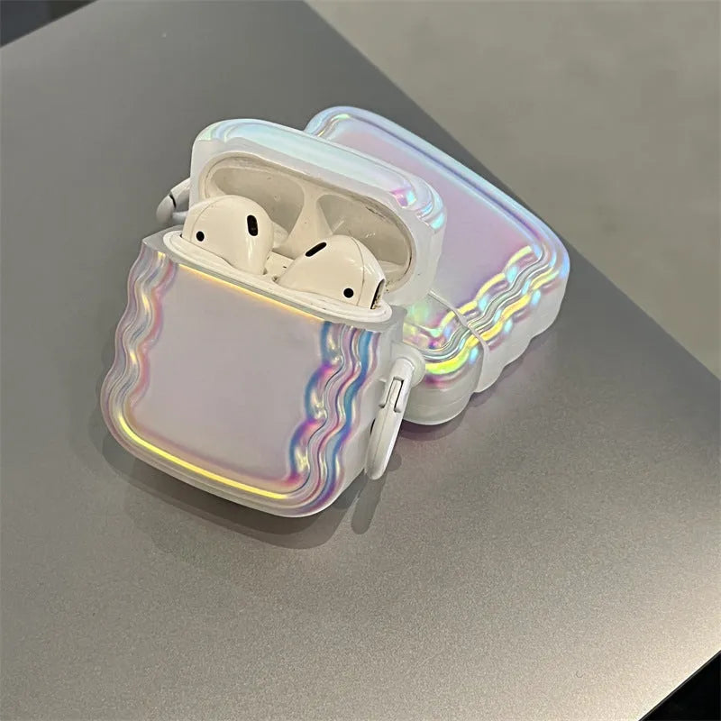 Silicone headset case with magic laser ring pattern for AirPods protection