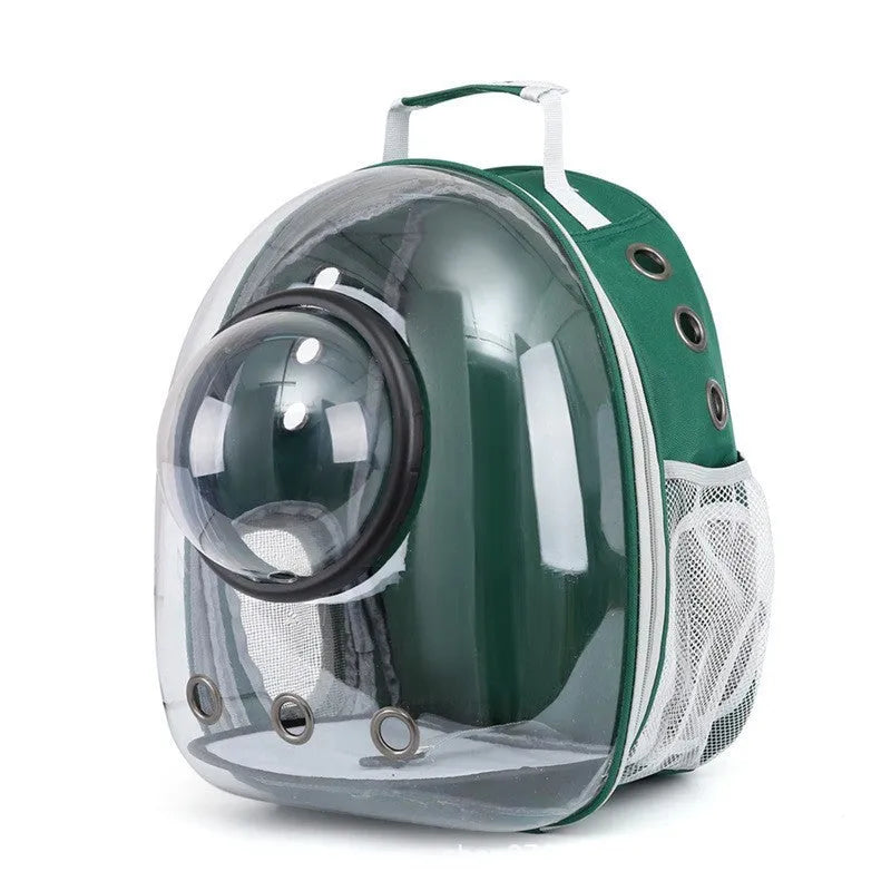Polycarbonate pet carrier bag with side opening panel in medium capacity for cat transportation