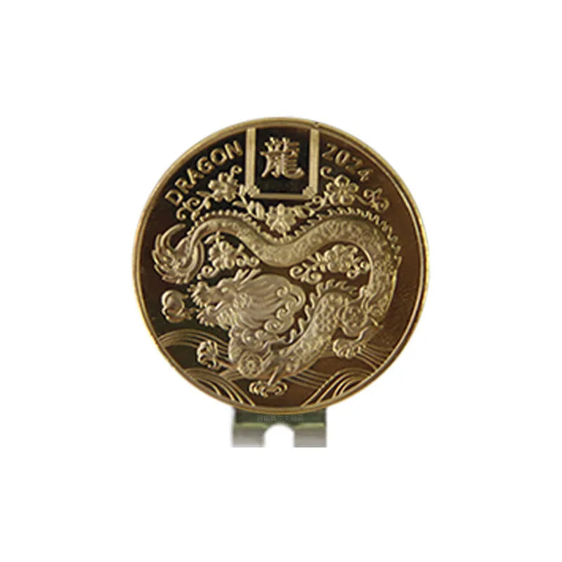 Black zinc alloy hat clip with dragon year design for golf accessories and personalisation