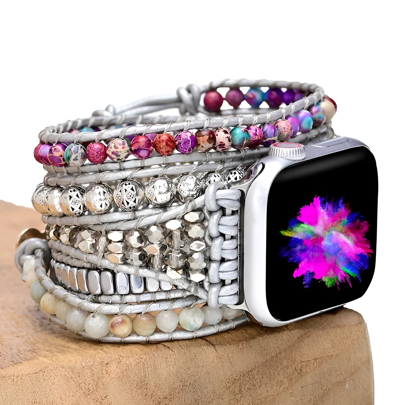 Purple Emperor natural stone watch band in bohemian style for 38-45mm dials