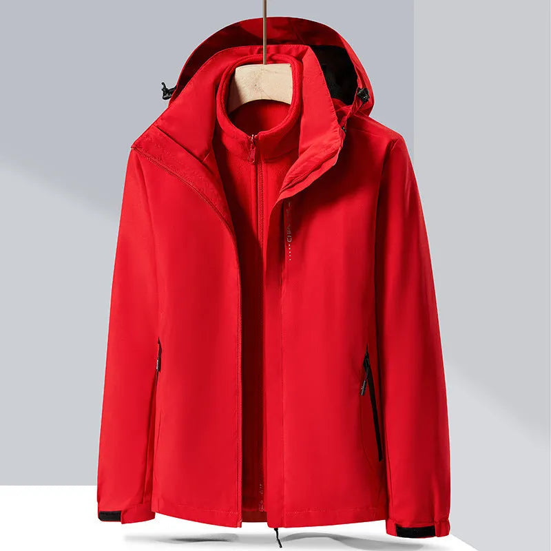 Men's fluorescent coloured removable two-piece waterproof mountaineering suit for outdoor sports