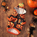 Halloween pumpkin skirt costume on a small dog made from crystal velvet fabric
