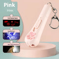 Rechargeable cat teaser pen light toy in pink, cream, and sky blue colours with Self-Hi button.