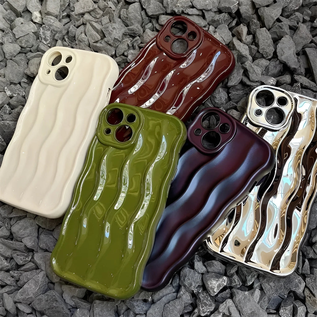Water ripple silicone phone case for iPhone 17 series in wavy green colour – soft shell anti-fall cover
