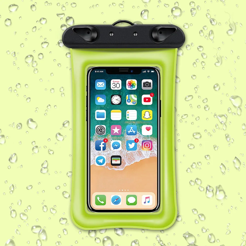 Double airbag mobile phone waterproof bag with 45cm rope in various colours