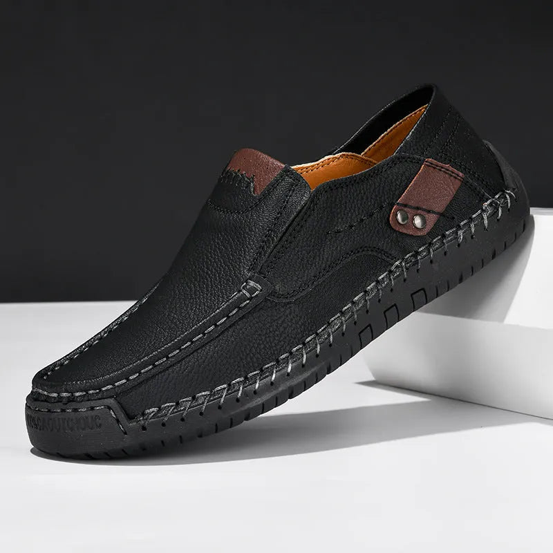 Men's business casual shoes with breathable microfiber upper, round toe, and lace-up closure available in multiple colours